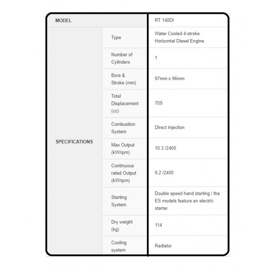 KOBOER TYPE DIESEL ENGINE RT 140DI