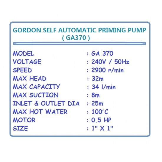 GORDON SELF AUTOMATIC PRIMING PUMP GA370