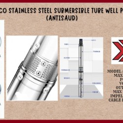 HINCO STAINLESS STEEL SUBMERSIBLE TUBE WELL PUMP (ANTI-SAND), 1100 WATT
