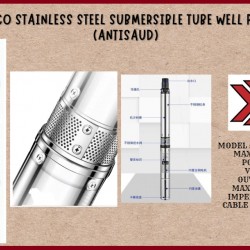 HINCO STAINLESS STEEL SUBMERSIBLE TUBE WELL PUMP (ANTI-SAND), 550 WATT