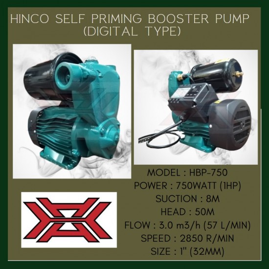 HINCO SELF PRIMING BOOSTER PUMP (DIGITAL TYPE) , 750WATT