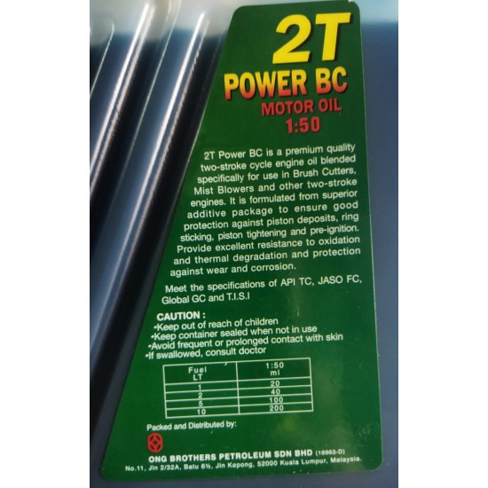 2T POWER BC MOTOR OIL 1 LITRE 1:50