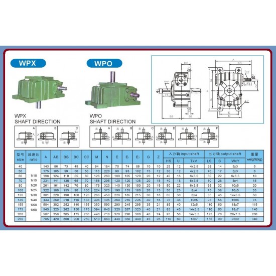 WPO 50 WORM GEAR REDUCER / SPEED REDUCER